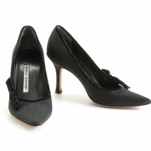 MANOLO Blahnik Satin Bow Pump High Heels SZ 40 US 10